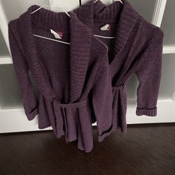 Girl Knit Belted Cardigan Purple Size Small & Medium