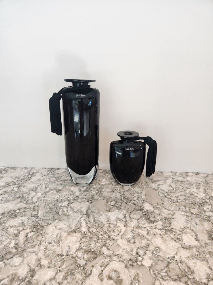 Pair Of Kosta Boda Deep Amethyst Glass Vases, New