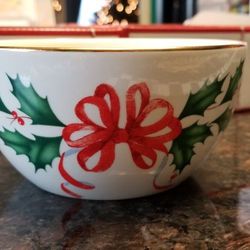 Three (3) Lenox Holiday Dimension 16 Oz or 5 In Cereal Bowls