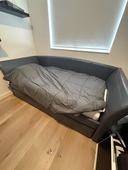 Grey Leather Daybed