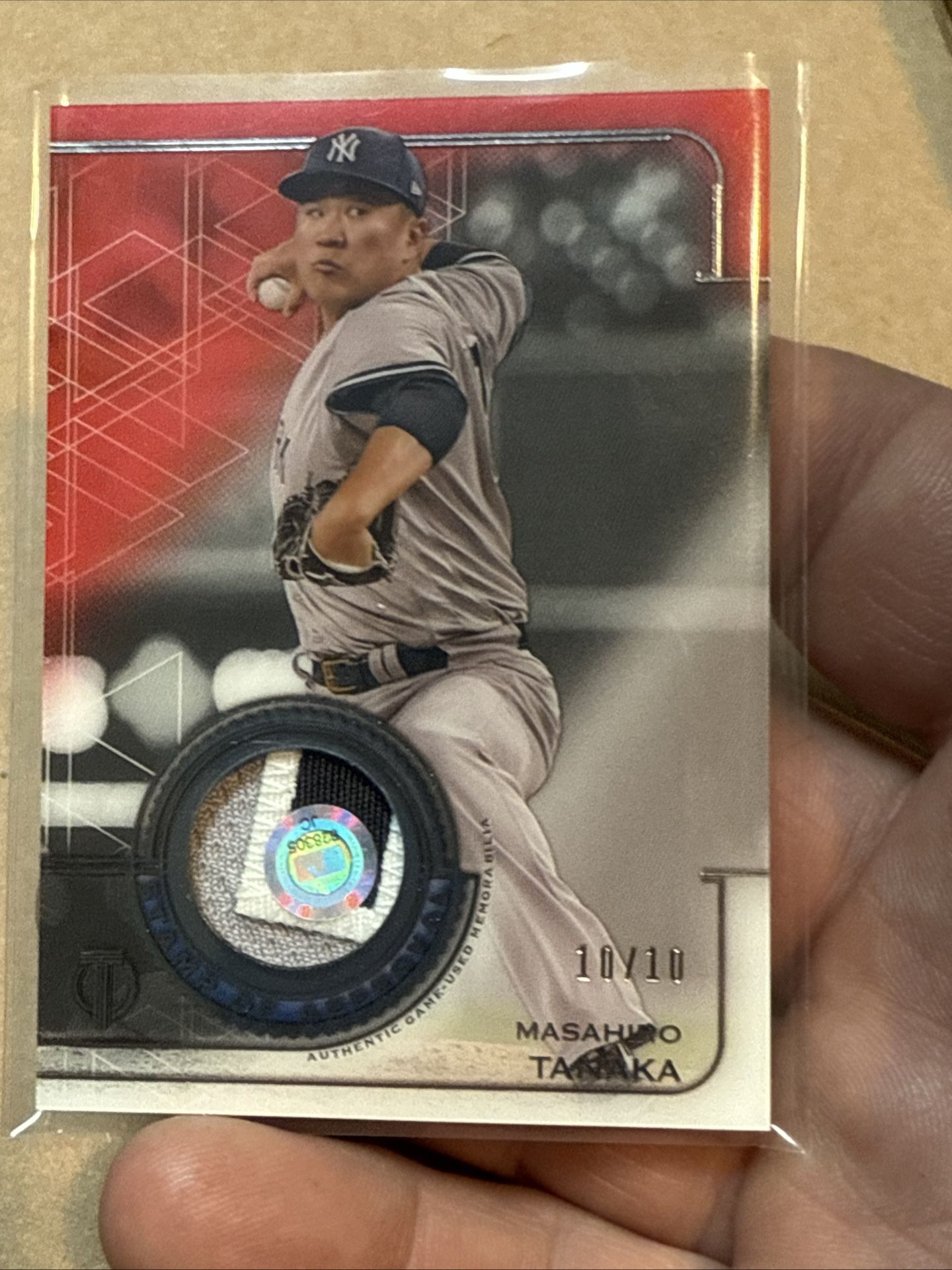 2019 Topps Tribute Masahiro Tanaka Stamp Of Approval, Patch Relic Red /10