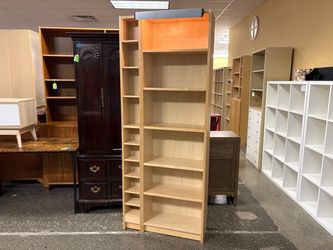 IKEA Blonde Asymmetrical Lighted Bookcase