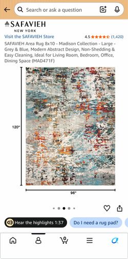 8’x10’ Abstract Multicolor Area Rug