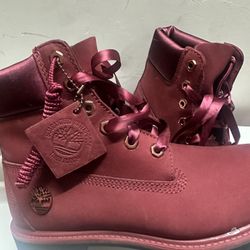 burgundy timberland boots women's 8.5 Limited Edition 