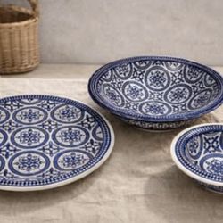 Skal Marrakesh Glass Cobalt Blue Bowl & Plate Nybro Mandala (set of three)