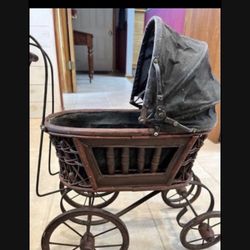 Antique Victorian Toy Doll Carriage