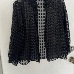 Blouse Sheer Color Black Size Petite Medium 
