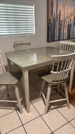 Gray Wood Dining Table with 6 chairs
