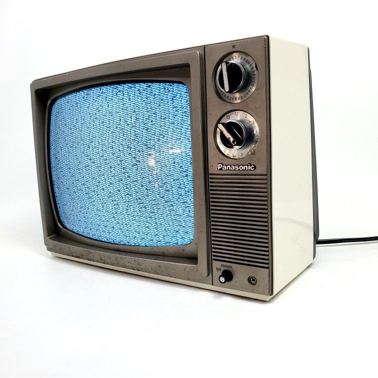 Vintage Panasonic B&W 12" CRT TV Television 1980's 1982 Flip Knob, TR-1214T