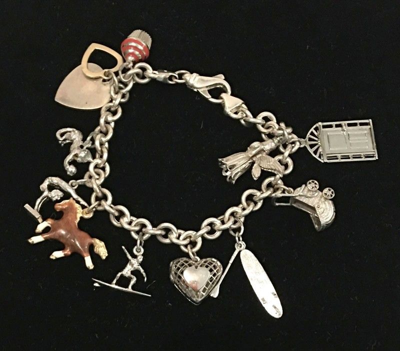 Vintage 925 Sterling Silver Chain Loaded Charms Bracelet WOW