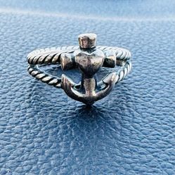 Retired James Avery Faith/Hope/Love Anchor Ring - size 6.75