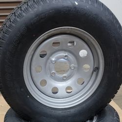 New ST205/75R15 Trailer Tire Wheel With 5 Lug 15x5 On 5x4.5 Llanta Y Rin Nueva Para Traila 205-75-15