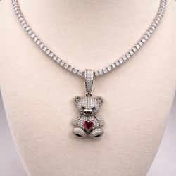 moissanite silver tennis chain 3mm*20inch