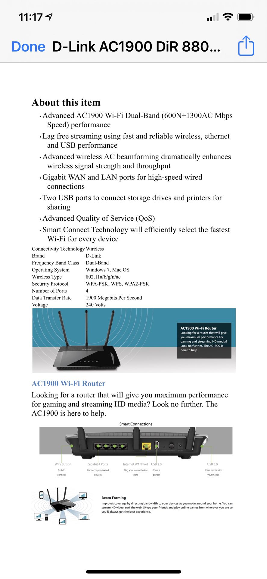 Wi-Fi Router AC1900 D-Link Dual-Band
