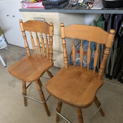 Two Bar Stools Maple Look