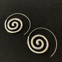 Silver Spiral Thread Thru Earrings