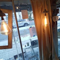 Pair Of Vintage Hanging Lights With Modern Bulb  Long Chain Rewired Awesome 
