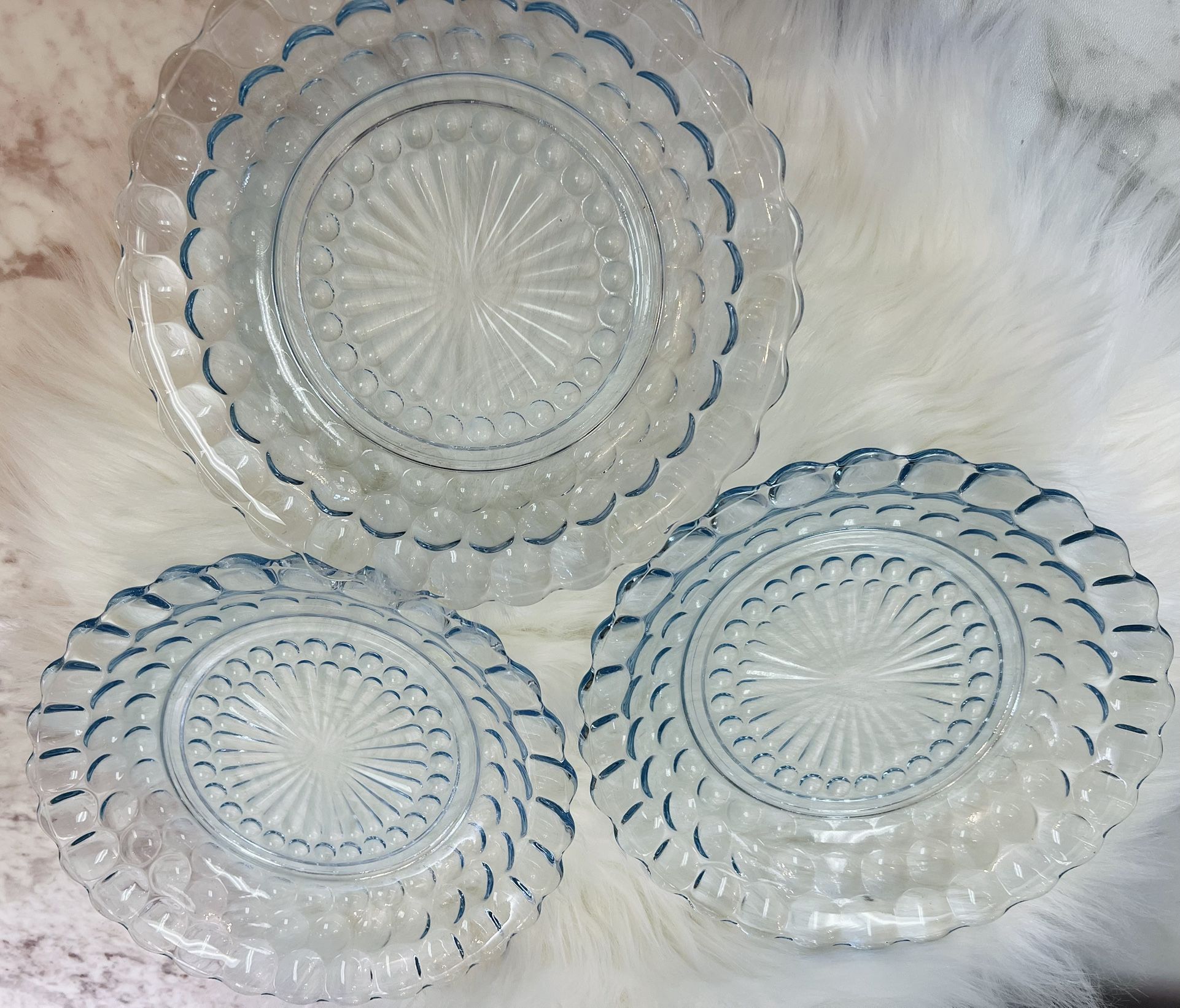 Vintage Anchor Hocking Bubble β Sapphire Blue β Set of 3 Salad Bowls β 8β