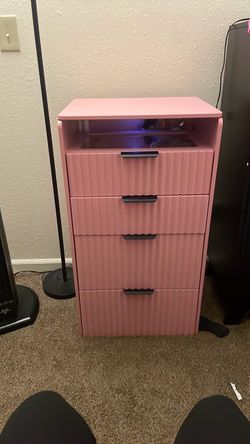 Pink 4-Drawer Dresser with Open Top Shelf