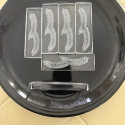 Vintage lalique crystal Knife Stand 6pc