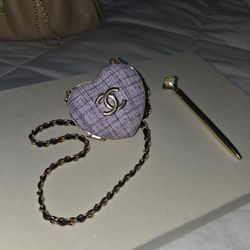 Purple Fabric Heart Coin Holder