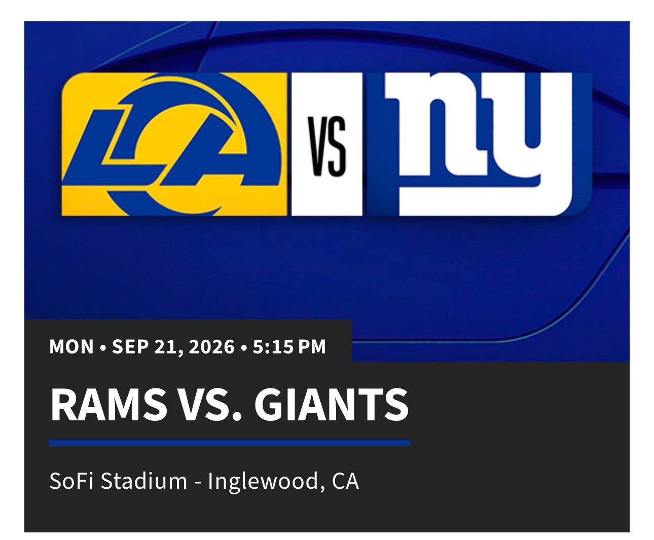 LA Rams vs NY Giants