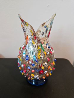 Glass Of Venice Murano Glass Millefiori Mosaic Blooming Flower Vase