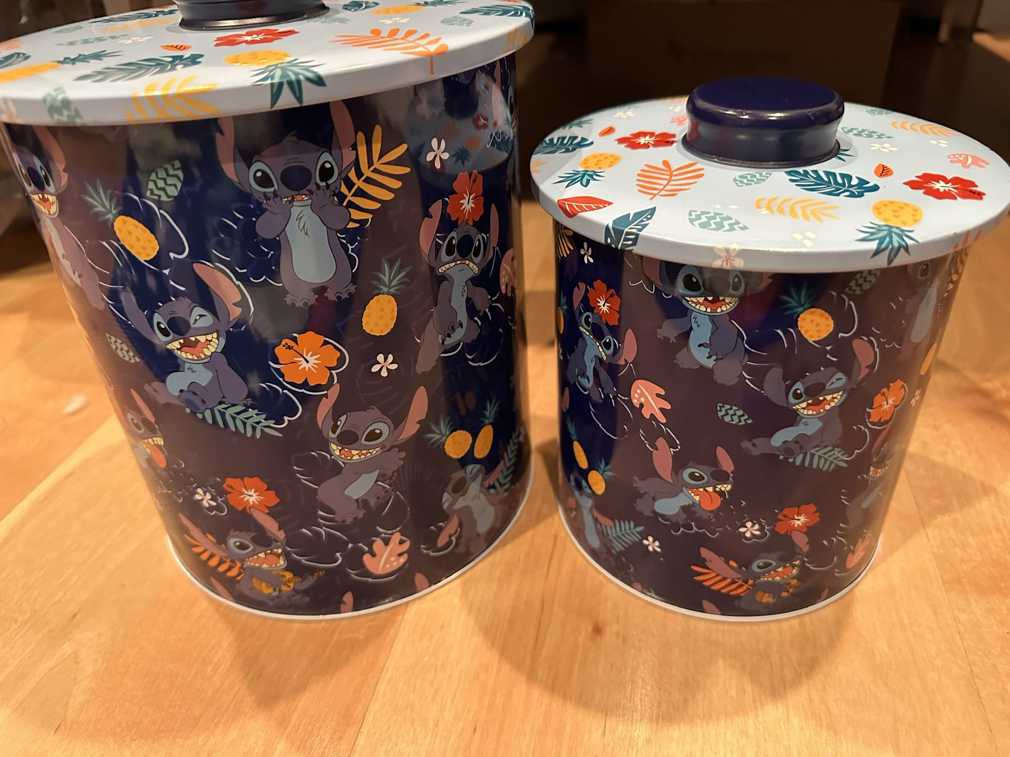 New Pair Of Disney Stitch Metal Storage Containers 