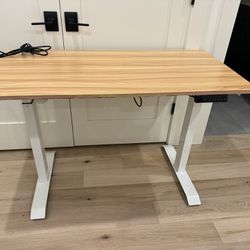 Adjustable Table - White Natural Wood Color