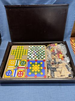 Awesome Game Set w/ Wooden Box - Brand New! 