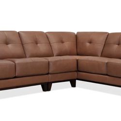 Caramel Genuine leather Sectional. Great Condition. 