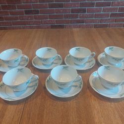 Set of vintage Harmony House "Mandarin" Fine China Coffee/Tea Cups and Saucers 14 pieces 