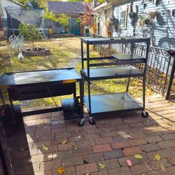 2 Rolling Utility Carts with Outlets
