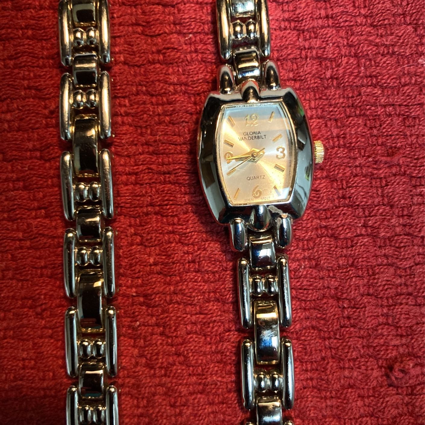 Gloria Vanderbilt Gold and Silver Greek Key Bangle Watch Vintage Gloria Vanderbilt Two-tone Watch: Steampunk Gold  main image 2