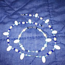 Clay And Glass Beads Necklace And Bracelet 