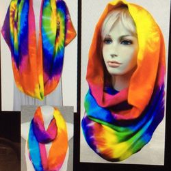 Rainbow Spiral Tie-dye Infinity Scarf/shawl