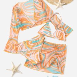 4 Piece Orange Tie-Dye Bikini