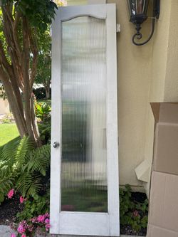 8’ Solid Wood Interior Door with Reeded Privacy Glass – White – 96” Tall