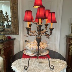 Antique 19th. C. Italian Bronze Electrified 7 Lights Candelabra Lamp🌷