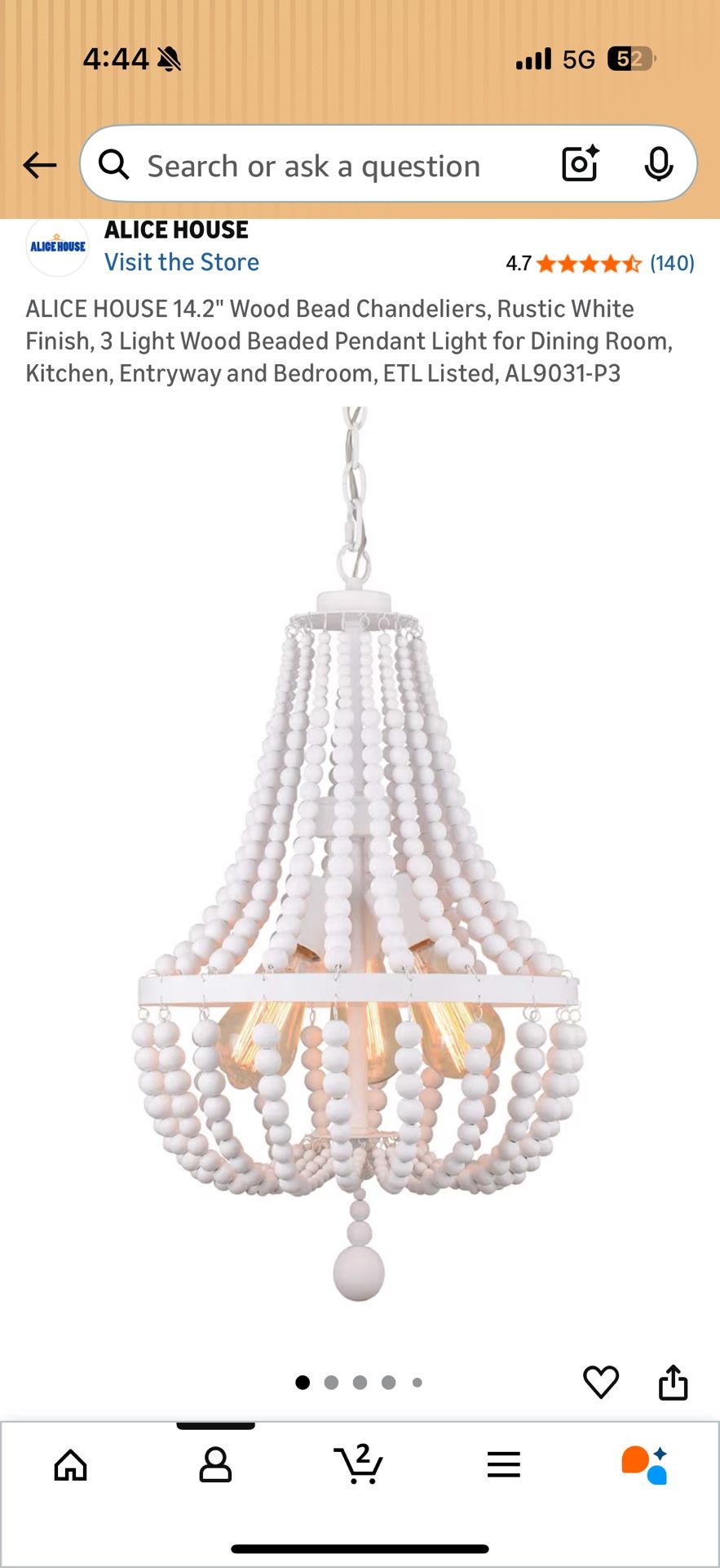 Alice House Wood Bead Chandelier 