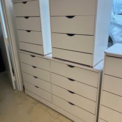 Set Eight Drawers Dresser With Nightstand
