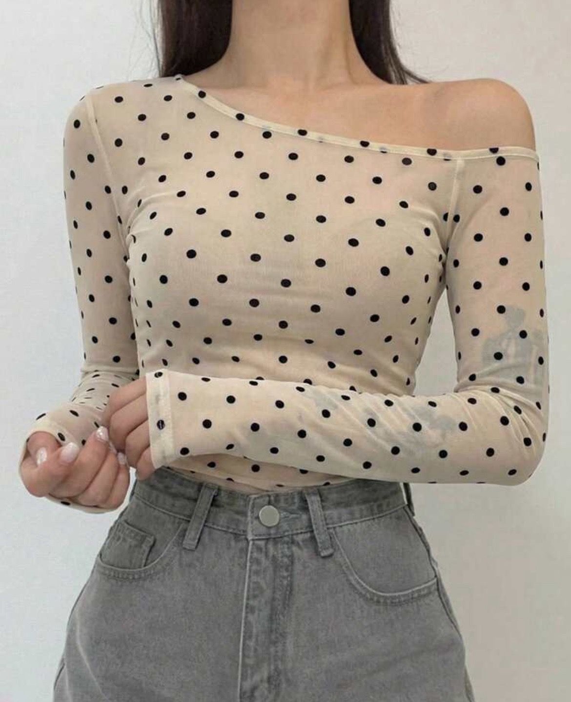 Women's Polka Dot Mesh Top