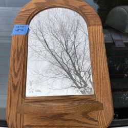 Small Vintage Wooden Wall Mirror 