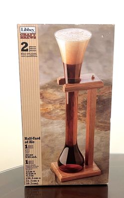 Half Yard of Ale Glass and Wooden Stand