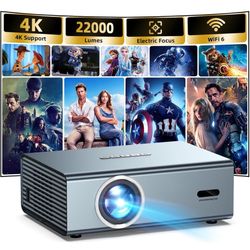 Electric Focus] 4K Support Projector with WiFi6 and Bluetooth 5.3, Outdoor Projectors for Outside Video Use, OWNKNEW Gaming Movie Proyector, Auto Keys