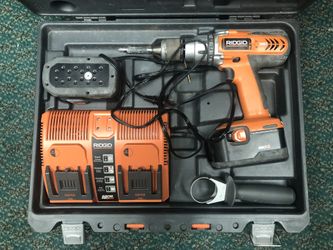 Drill, Tools-Power RIDGID Drill W/2 Batteries & Charger in Case