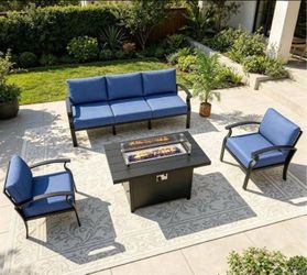 Aluminum patio set aluminum outdoor furniture brand new patio furniture set fire pit propane 🆕☑️🚎