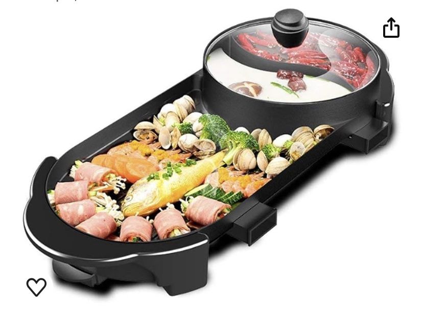 SEAAN Korean BBQ Grill Indoor HotPot Electric Combo 