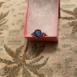 Blue Plated Ring With Purple Stones