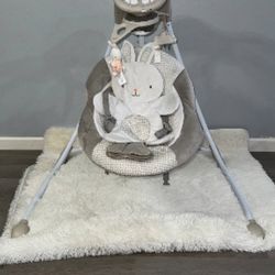 Ingenuity InLighten 6-Speed Foldable Baby Swing with Light Up Mobile Bunny